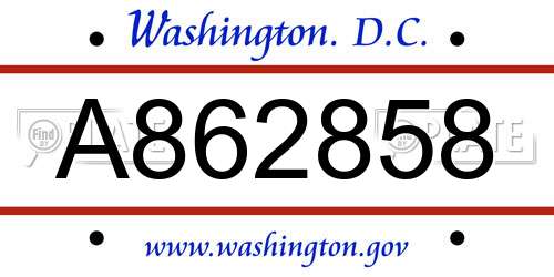 A862858 District Of Columbia License Plate