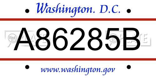 A86285B District Of Columbia License Plate