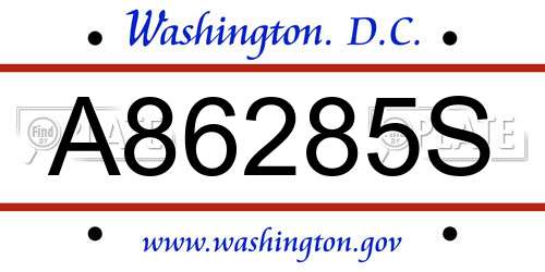 A86285S District Of Columbia License Plate