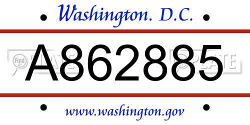 A862885 District Of Columbia License Plate
