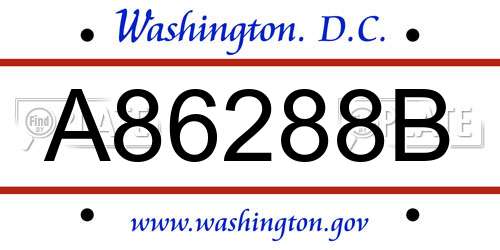 A86288B District Of Columbia License Plate