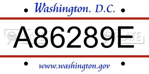 A86289E District Of Columbia License Plate