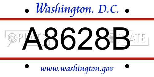 A8628B District Of Columbia License Plate