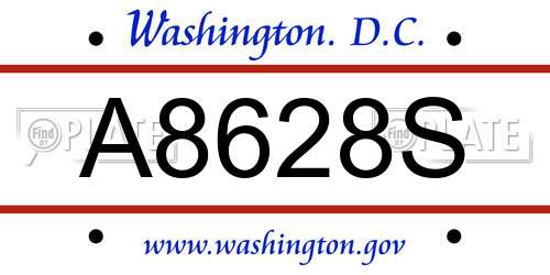 A8628S District Of Columbia License Plate