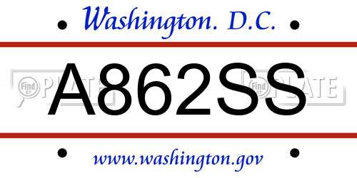 A862SS District Of Columbia License Plate