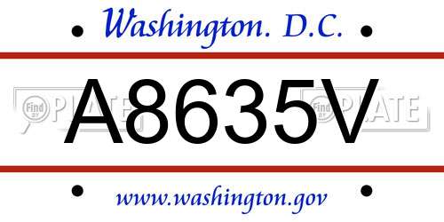 A8635V District Of Columbia License Plate