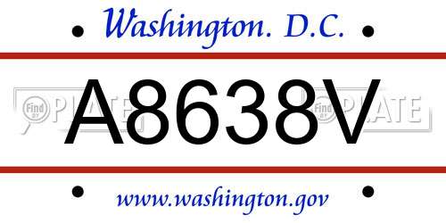 A8638V District Of Columbia License Plate
