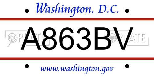 A863BV District Of Columbia License Plate