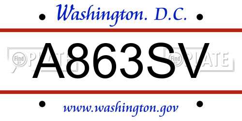 A863SV District Of Columbia License Plate