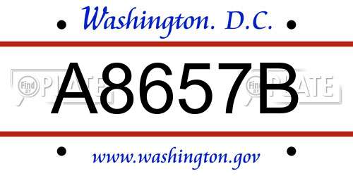A8657B District Of Columbia License Plate