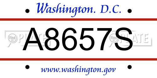 A8657S District Of Columbia License Plate