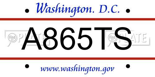 A865TS District Of Columbia License Plate