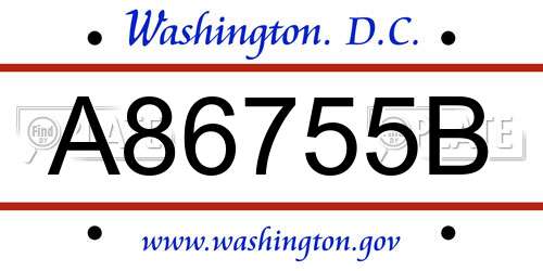 A86755B District Of Columbia License Plate