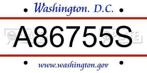 A86755S District Of Columbia License Plate