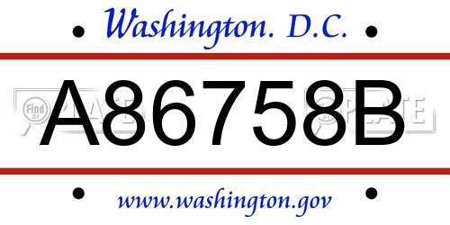 A86758B District Of Columbia License Plate