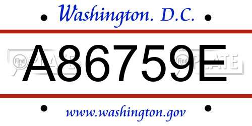 A86759E District Of Columbia License Plate