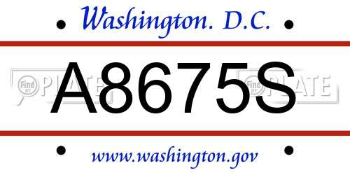 A8675S District Of Columbia License Plate
