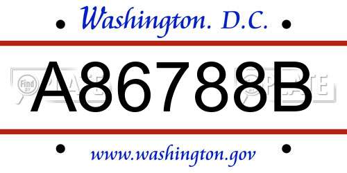 A86788B District Of Columbia License Plate