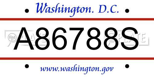A86788S District Of Columbia License Plate