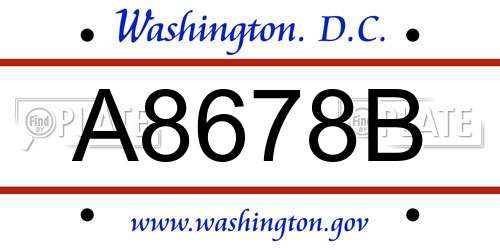 A8678B District Of Columbia License Plate