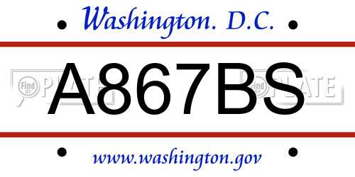 A867BS District Of Columbia License Plate