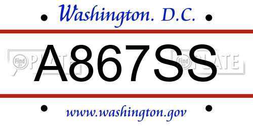 A867SS District Of Columbia License Plate
