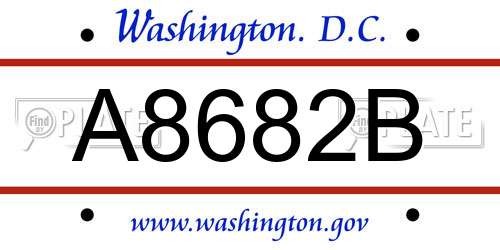 A8682B District Of Columbia License Plate