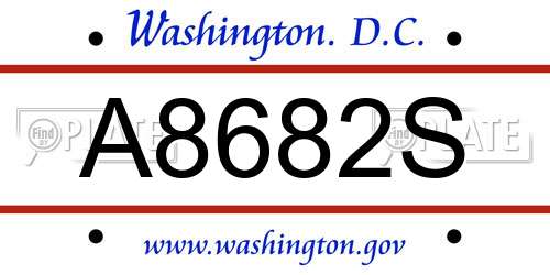 A8682S District Of Columbia License Plate