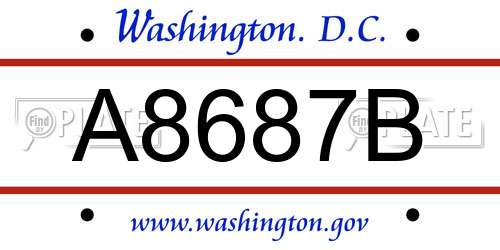 A8687B District Of Columbia License Plate