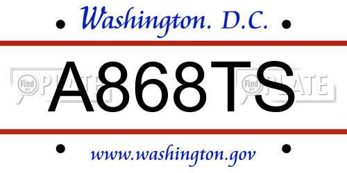 A868TS District Of Columbia License Plate