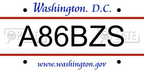 A86BZS District Of Columbia License Plate