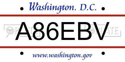 A86EBV District Of Columbia License Plate