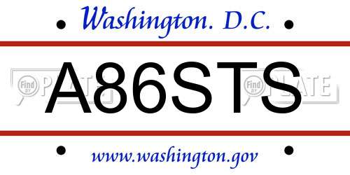A86STS District Of Columbia License Plate