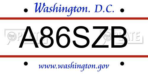 A86SZB District Of Columbia License Plate