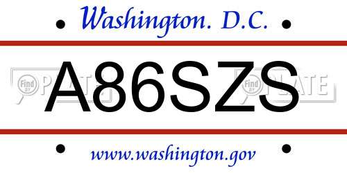 A86SZS District Of Columbia License Plate