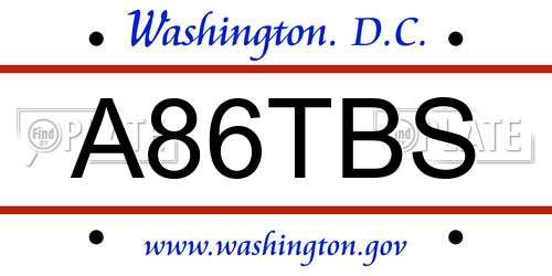 A86TBS District Of Columbia License Plate