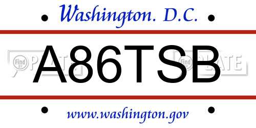 A86TSB District Of Columbia License Plate