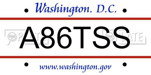 A86TSS District Of Columbia License Plate