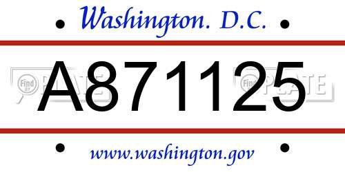 A871125 District Of Columbia License Plate