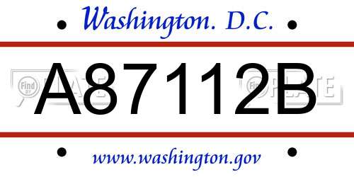 A87112B District Of Columbia License Plate