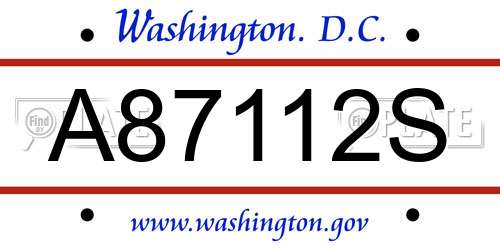 A87112S District Of Columbia License Plate