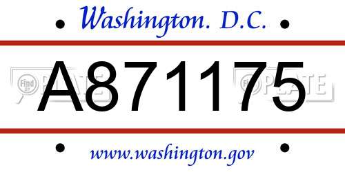 A871175 District Of Columbia License Plate