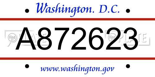 A872623 District Of Columbia License Plate