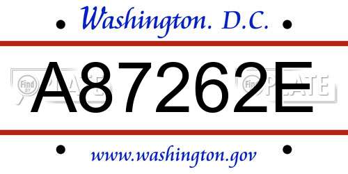 A87262E District Of Columbia License Plate