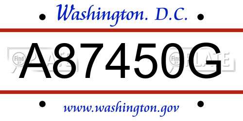 A87450G District Of Columbia License Plate
