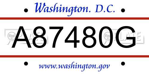 A87480G District Of Columbia License Plate
