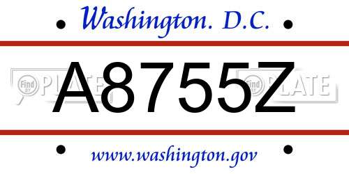 A8755Z District Of Columbia License Plate