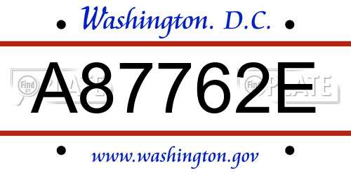 A87762E District Of Columbia License Plate