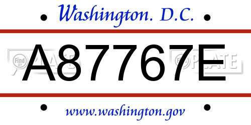A87767E District Of Columbia License Plate