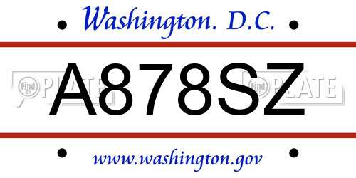 A878SZ District Of Columbia License Plate